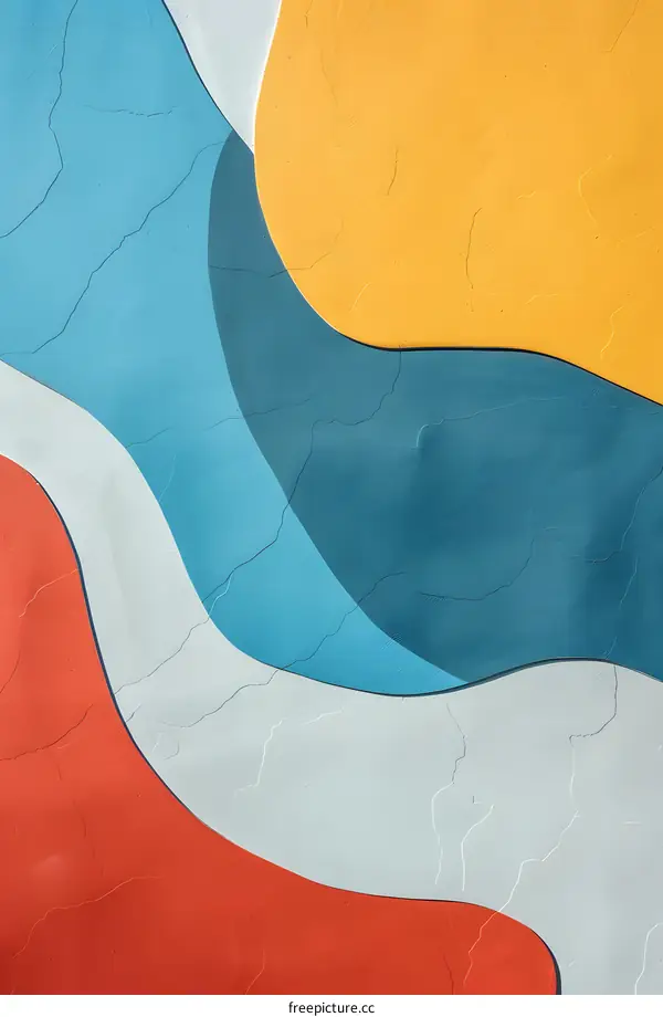 Abstract Wall Art with Wavy Shapes and Vibrant Colors