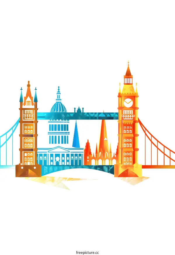 London Skyline Illustration with Iconic Landmarks