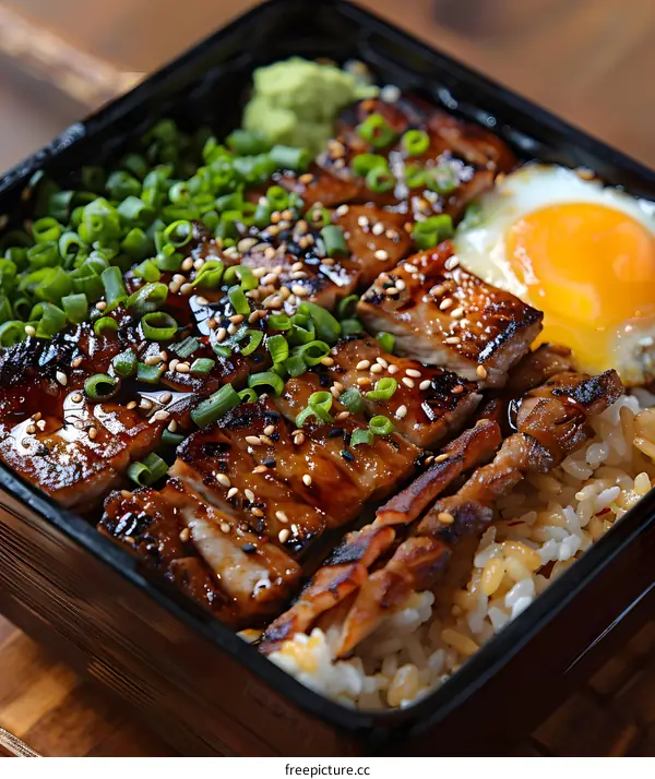 Grilled Eel Rice Bowl with Egg and Green Onions