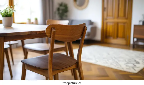 Wooden Dining Table and Chairs in a Modern Room