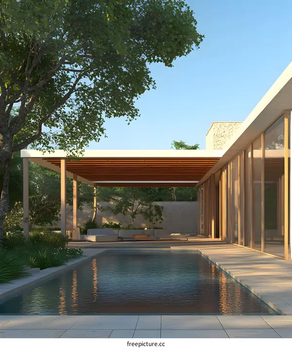 Modern House With Pool and Patio