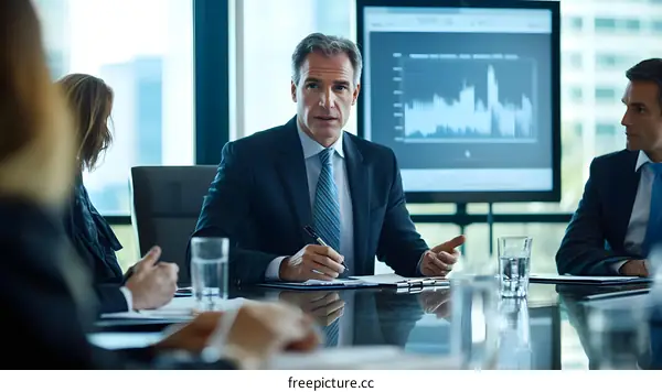 Businessman Presenting Financial Data During a Meeting