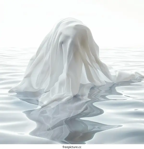 White cloth floating on water surface