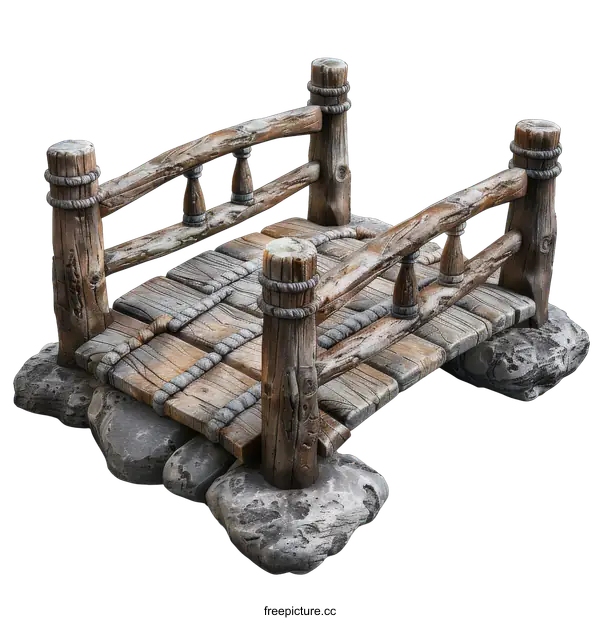 [Transparent Background PNG]Wooden bridge isolated on black background