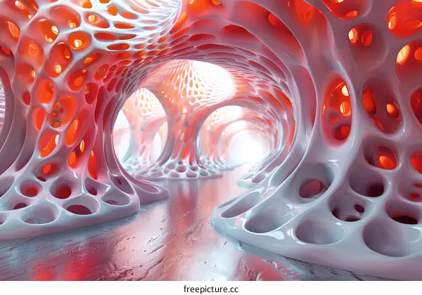 Futuristic organic architecture with a smooth, fluid look