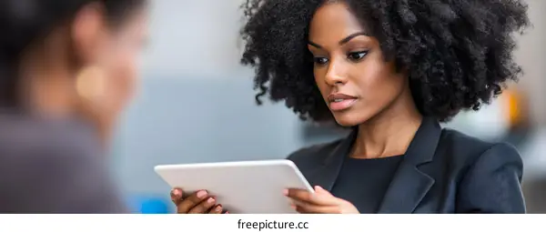 African American Businesswoman Using Tablet Device