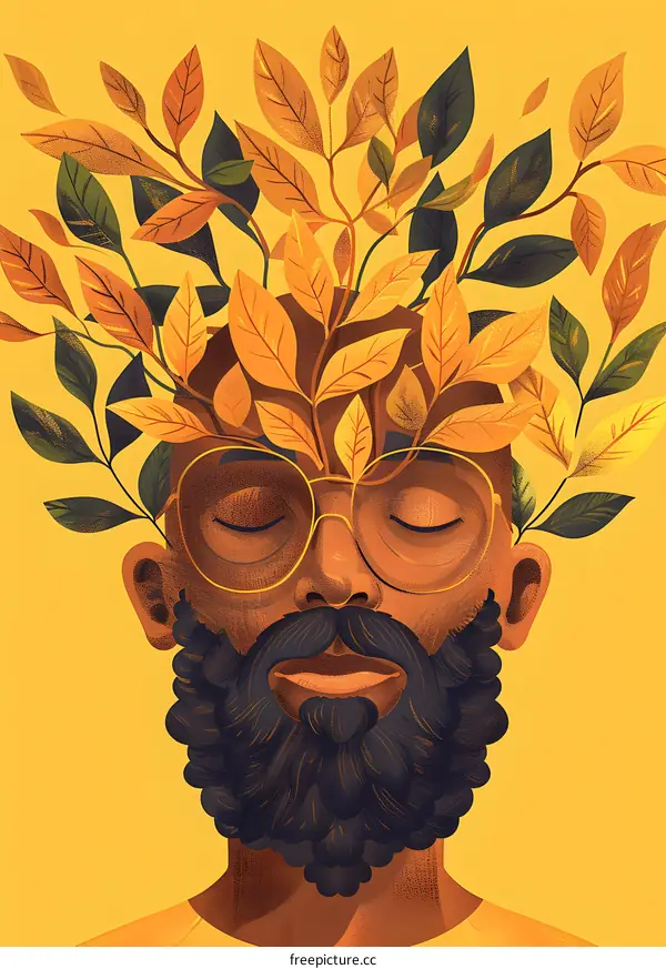 Man with Leaves Growing Out of His Head