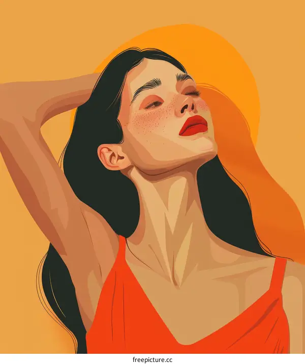 Portrait of a young woman with long flowing hair