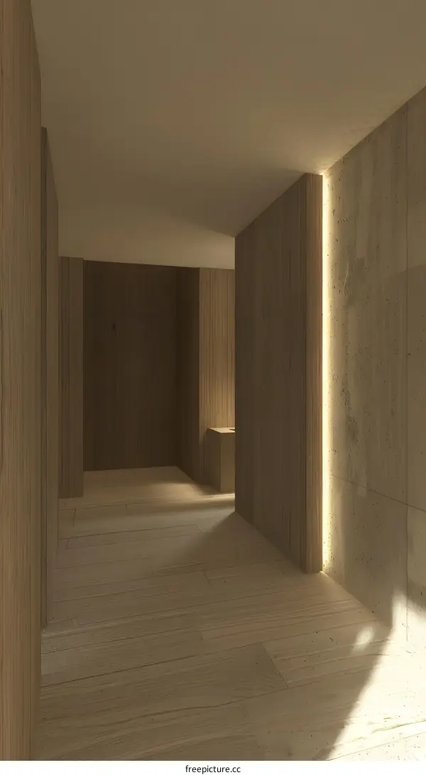 Minimalist Interior Design With Wooden Walls And Light