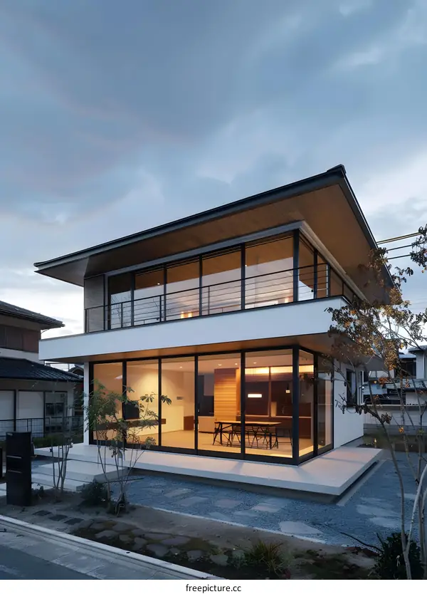 Modern Japanese House with Large Windows