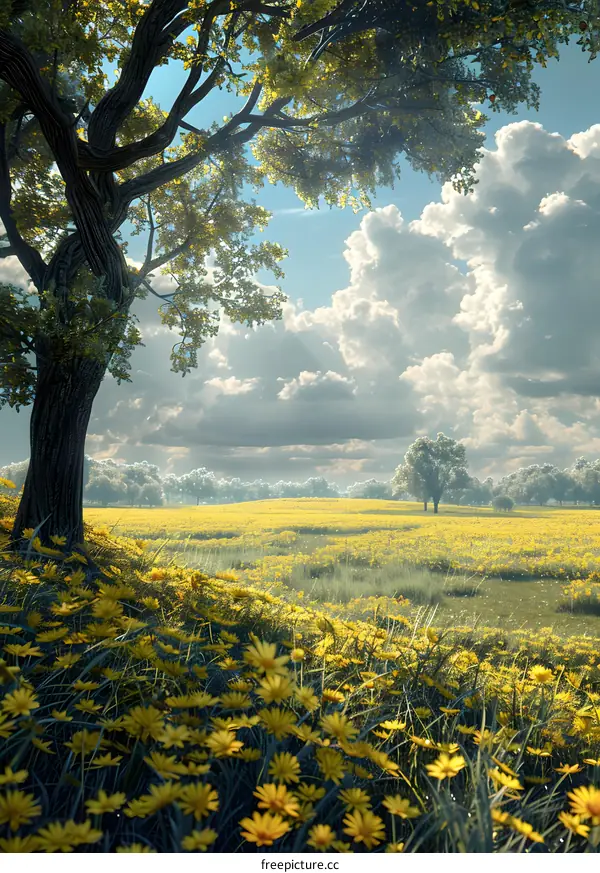 Canola field with yellow flowers