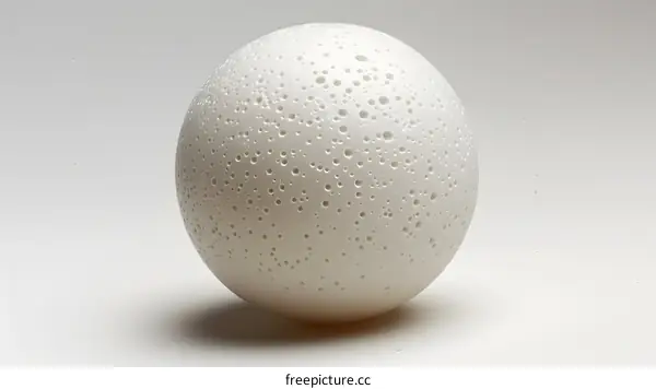 Close-up of a white sphere with holes