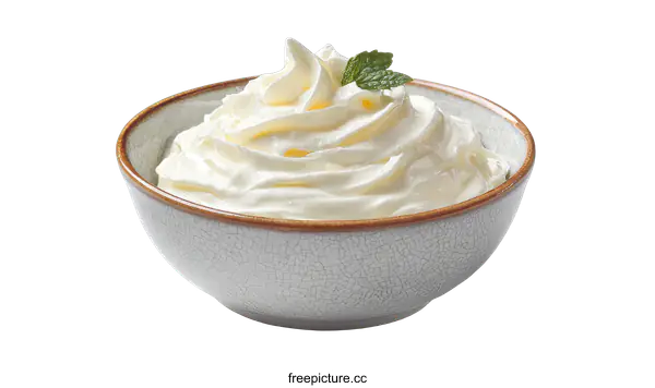 [Transparent Background PNG]Whipped Cream in a Bowl, Close-up