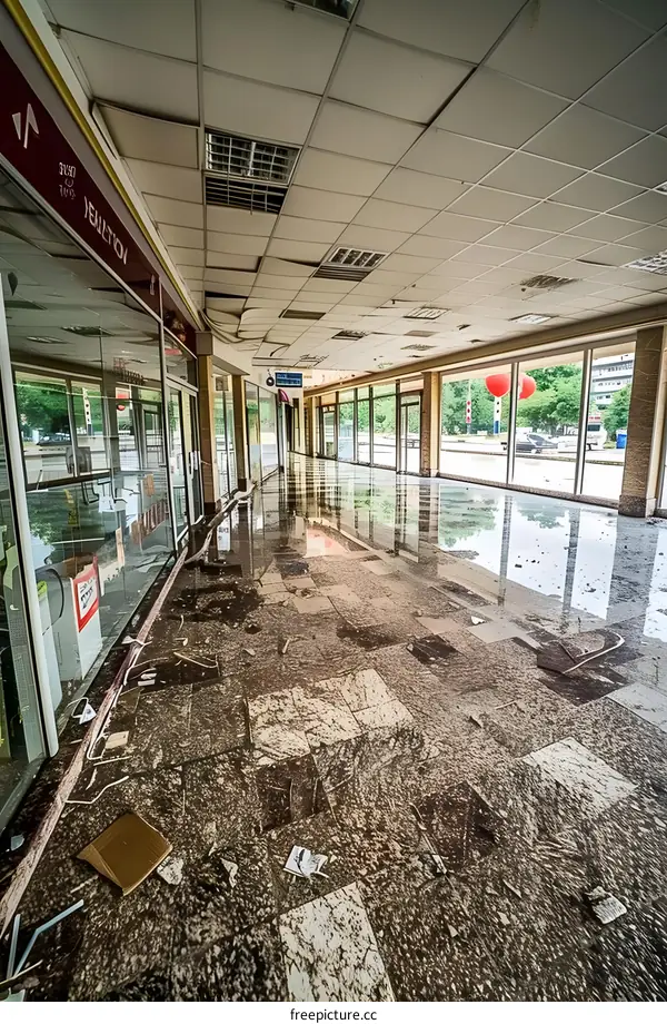 Flooded Hallway of Abandoned Building