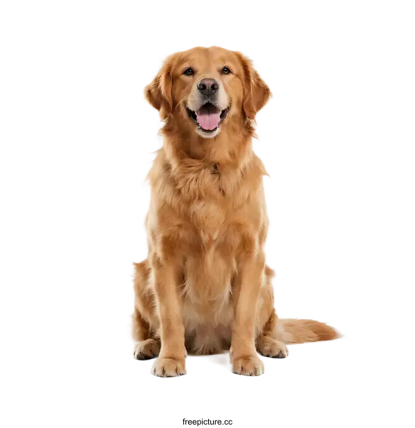 [Transparent Background PNG]A beautiful golden retriever sitting and looking friendly