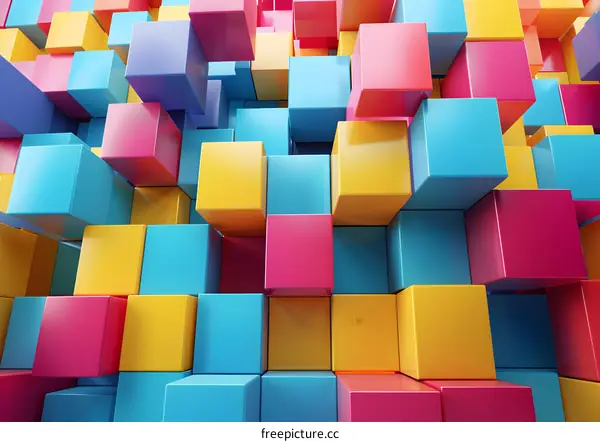 Abstract Colorful 3D Cube Pattern