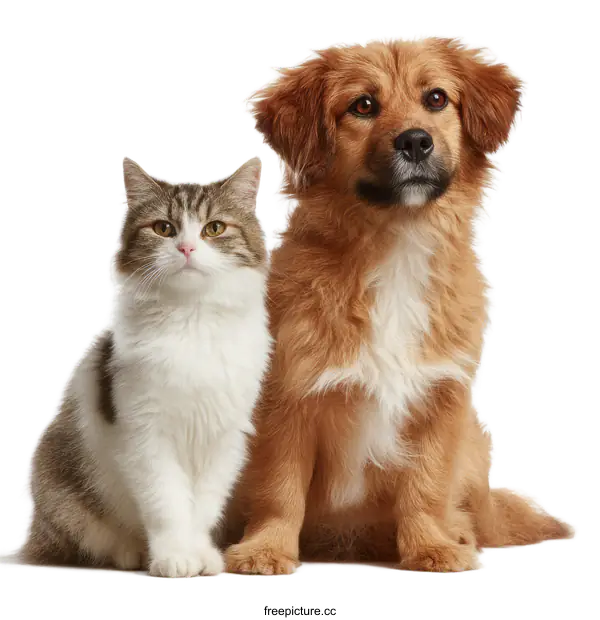 [Transparent Background PNG]Companion Animals Portrait on White Background
