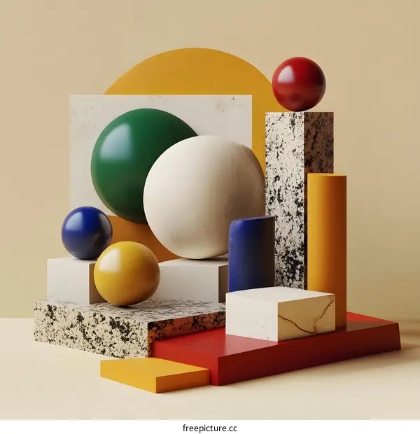 Abstract Geometric Shapes Colorful 3D Rendering