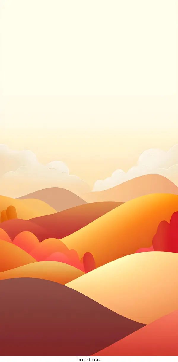 Abstract Landscape Illustration with Orange and Red Colors