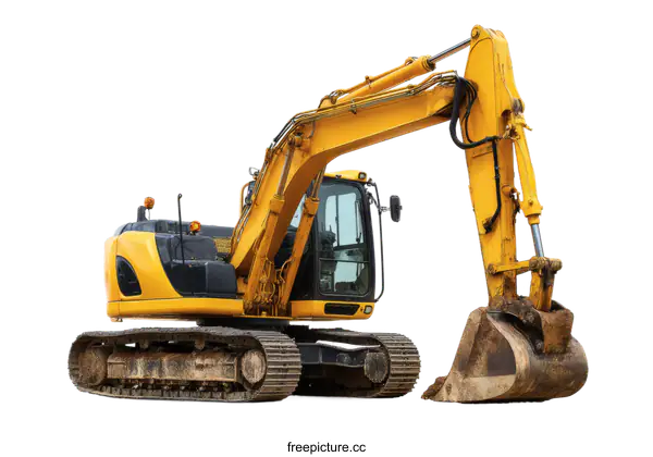 [Transparent Background PNG]Yellow Excavator Construction Machine