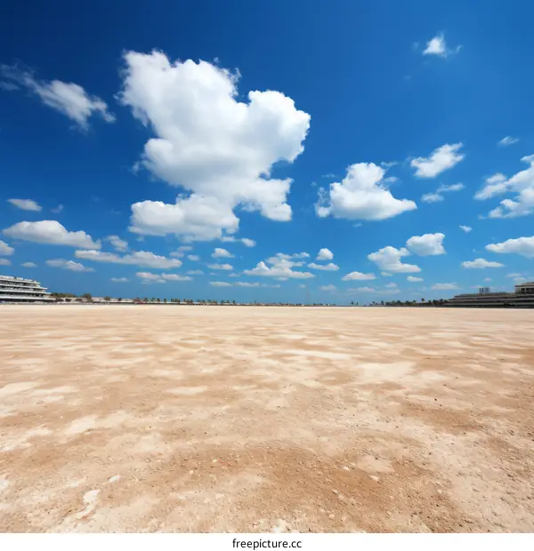 An empty desert with a clear blue sky