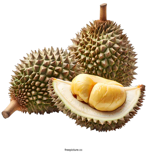 [Transparent Background PNG]Fresh Durian Fruit on White Background