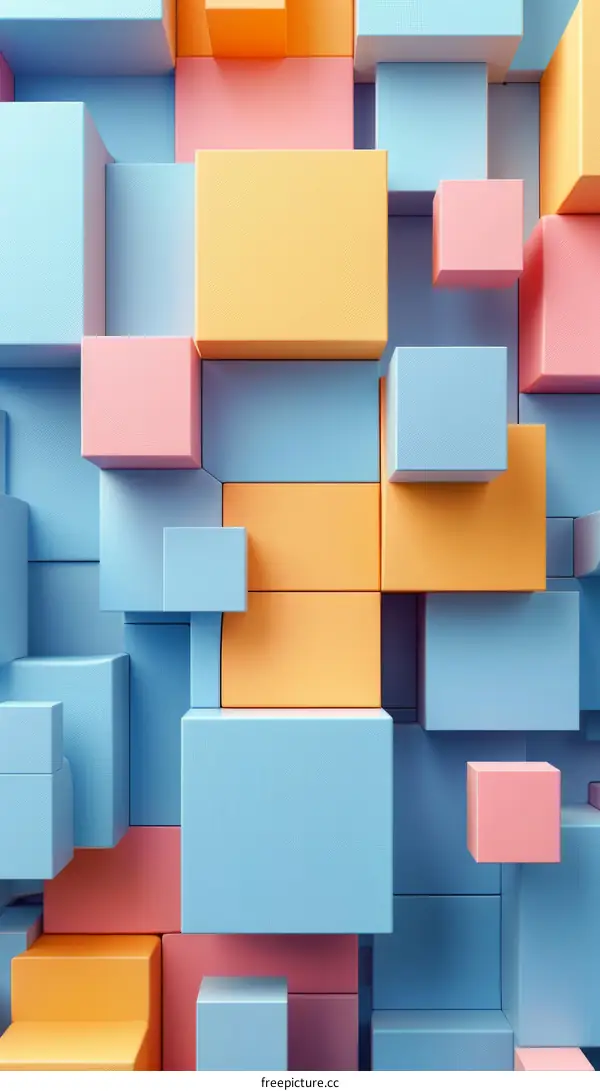 Abstract Colorful Rubik's Cube Illustration with Geometric Shapes