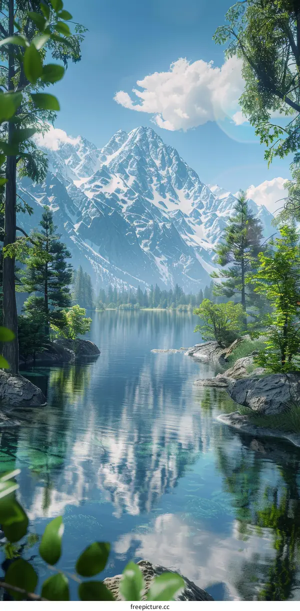 Serene Mountain Lake Landscape