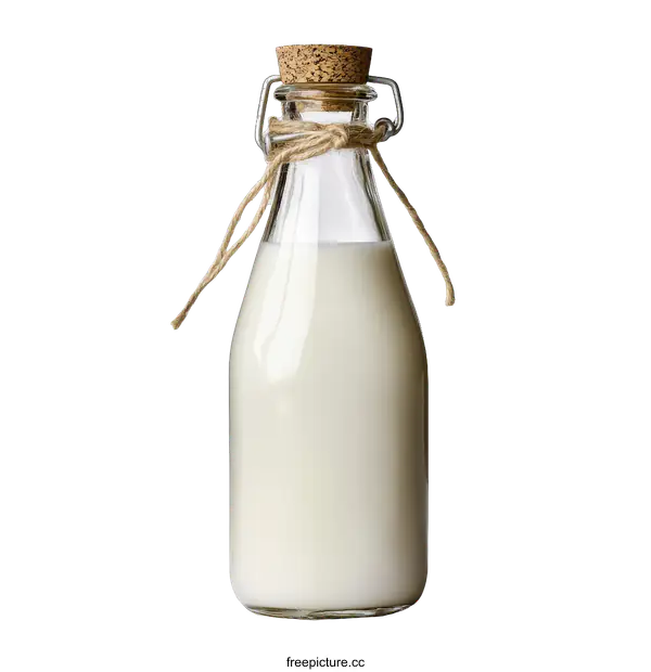 [Transparent Background PNG]Vintage Glass Milk Bottle with Cork Lid