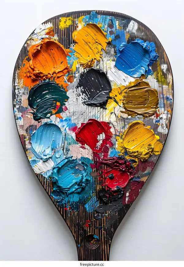 Well-Used Artists Palette with Oil Paints