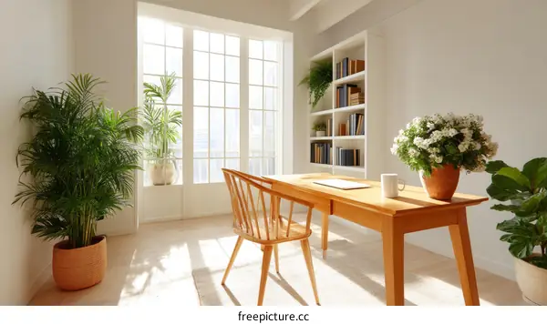 Cozy Home Office with Natural Light