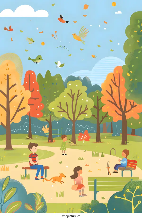 Happy Children Playing in the Park