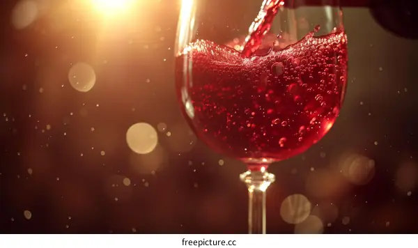 Close-up of red wine being poured into a glass