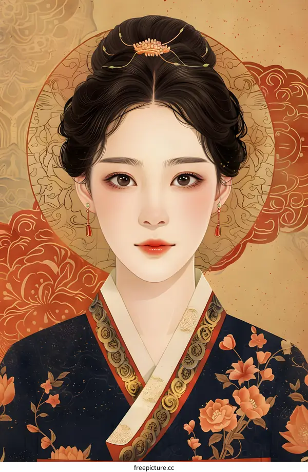 Portrait of a young woman in traditional Chinese clothing