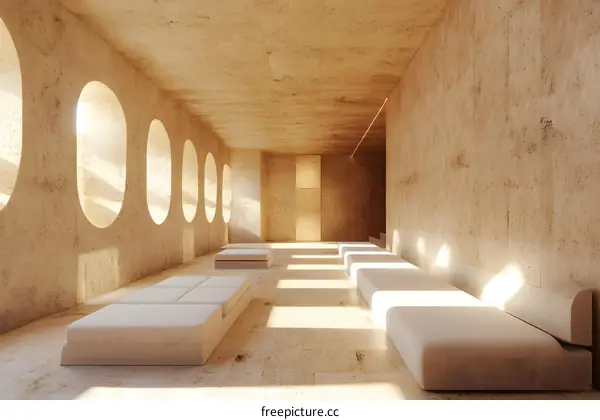 Minimalist Interior Design With Oval Windows