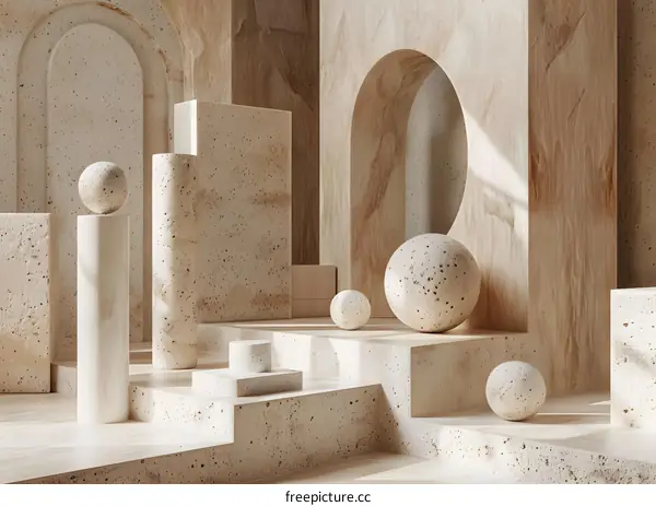 Elegant Beige Terrazzo Hallway Interior