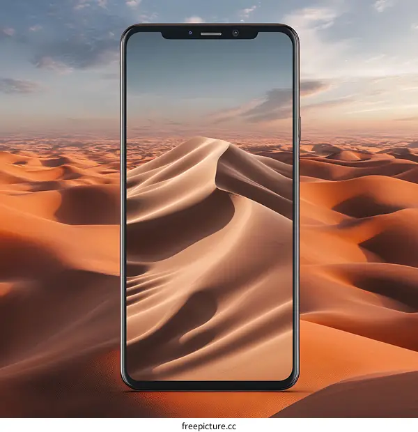 Desert Landscape on Smartphone Screen