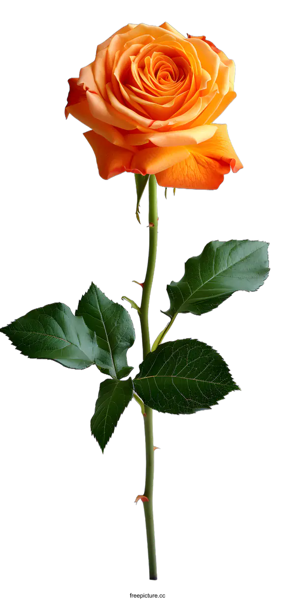 [Transparent Background PNG]single orange rose on white background