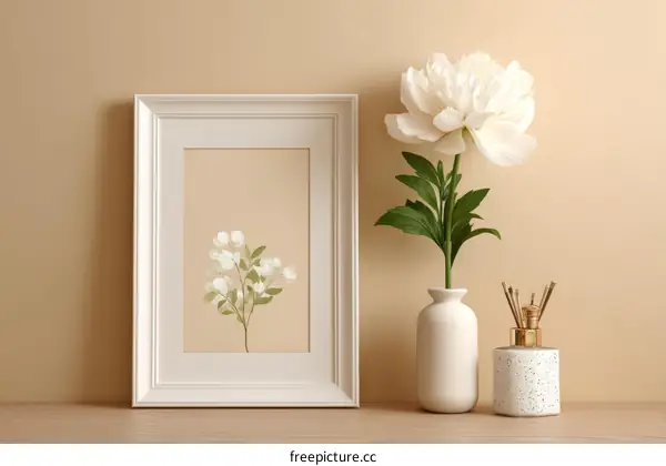 Elegant Floral Artwork in a White Frame