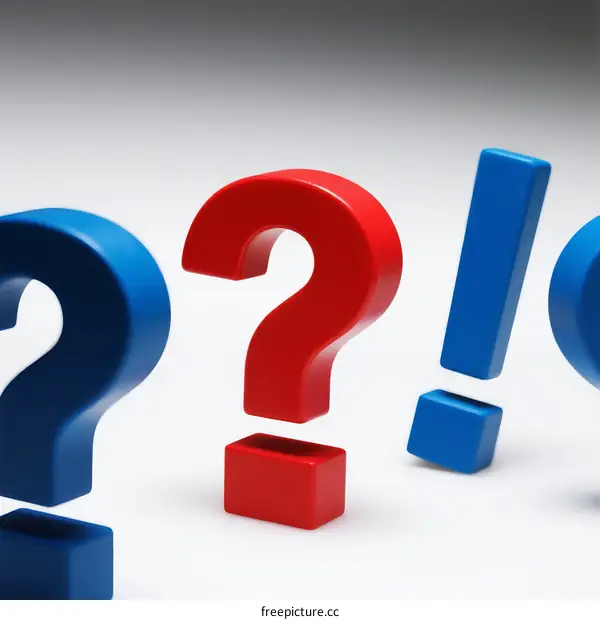 3D Question Marks and Exclamation Marks in Different Colors