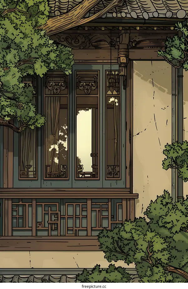 Traditional Chinese Architecture Illustration