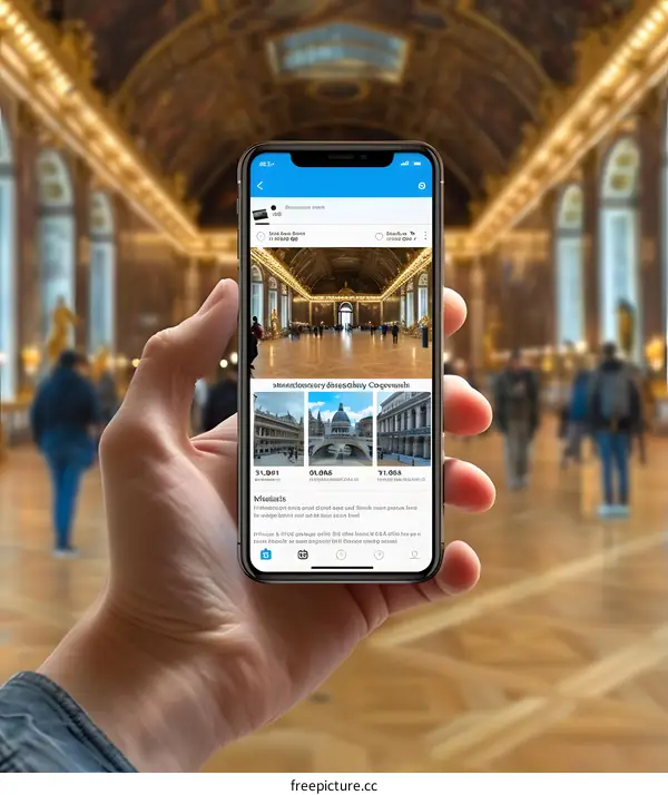 Hand Holding Phone with Virtual Tour App