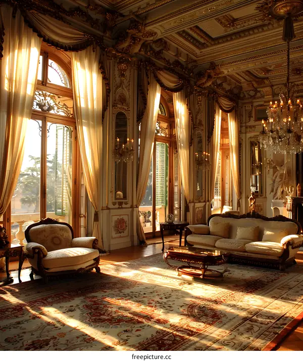 Luxury Living Room With Ornate Gold Details