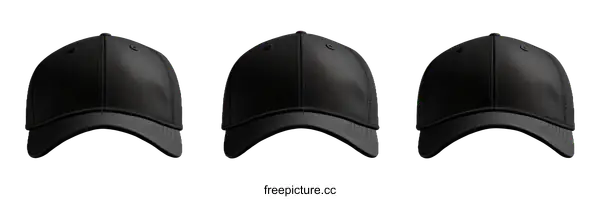 [Transparent Background PNG]Three Blank Black Baseball Caps