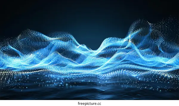 Surreal blue glowing 3D landscape