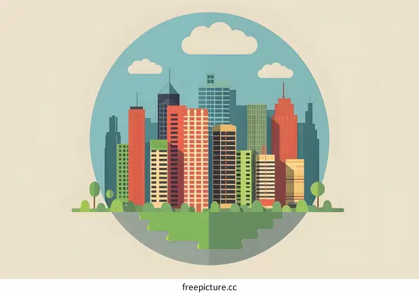 Modern Cityscape Illustration Flat Design