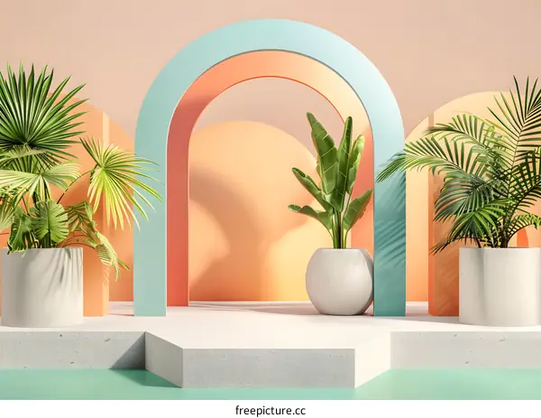 Abstract Minimalist Tropical Summer Archway Background