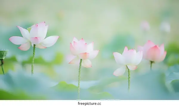 Delicate Pink Lotus Flowers in Soft Focus