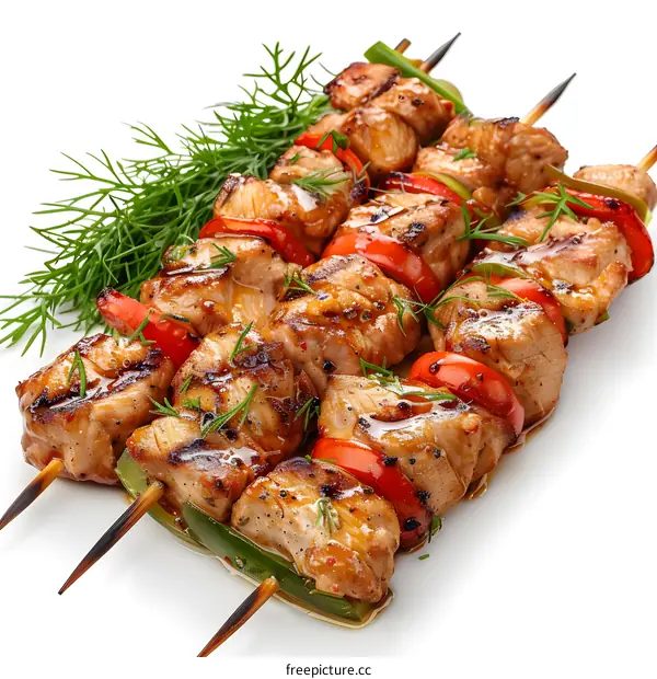 Grilled chicken skewers with vegetables