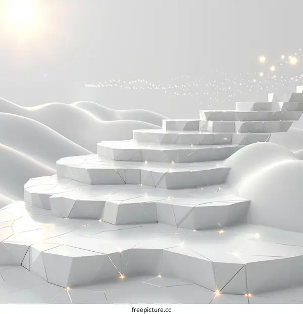 Abstract Stairway of Success in White Minimalist Space